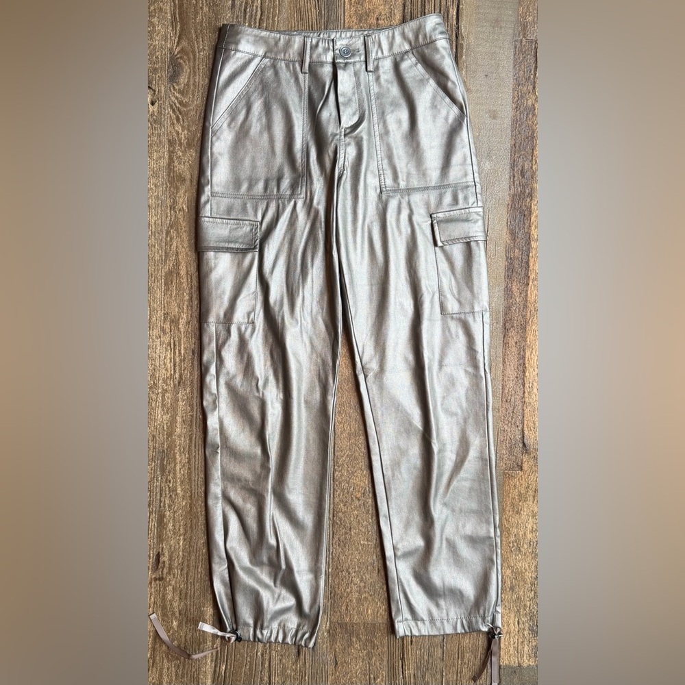 Esqualo Cargo Metallic Soft Gold Pants Size 4 - Picture 1 of 7